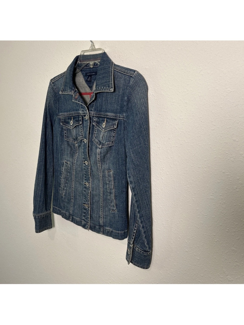 Tommy Hilfiger Women's XS Jacket Blue Denim Fitted Buttons Pockets Logo Stitched - Picture 5 of 13